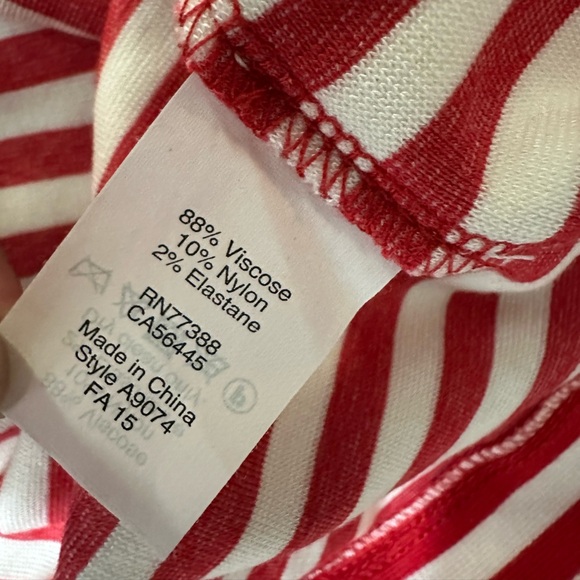 J Crew Womens Red & White Tunic Mini Dress Stretch 3/4 Sleeve Style 7659 - Picture 6 of 8